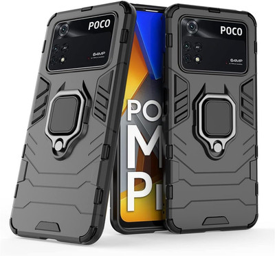 Xiaomi Mi Poco M4 Pro 4G Hülle  Ring Ständer Magnetisch Auto Caseme Schwarz