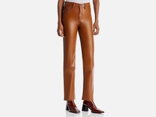 Good American Women's Brown Faux Leather Good Icon Pants Size 10