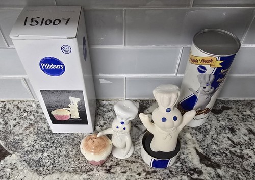 NIB Pillsbury Doughboy & Cupcake S&P + Soft Foam Poppin' Fresh in Canister - Picture 3 of 5