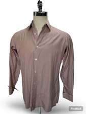 Charvet France Red White Stripe Spread Collar French Cuff Shirt 40 L