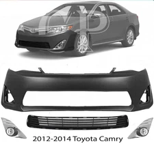 Front Bumper Cover Fascia & Foglight Assembly Kit For 2012-2014 Toyota Camry
