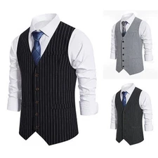Striped Men's Vest Waistcoat for Tuxedo Wedding Tuxedo Prom Formal Business Vest