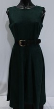 Calvin Klein Scuba Suede Crew Neck A-Line Belted Midi Dress CD4 Malachite Size 2