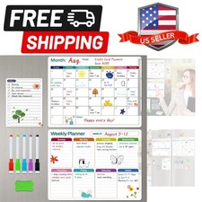 Magnetic Dry Erase Fridge Calendar Whiteboard Set,3 Pack 14.6" x 11" Reusable...