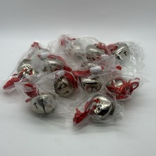 Christmas Jingle Bell Necklaces Silver Cross Design Snap Closure Set Lot Of 12