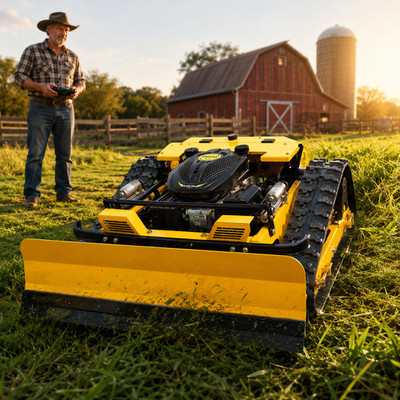 Remote Control lawn mower 9hp 45° climbing Auto Blade Height Adjust W/Snow Plow