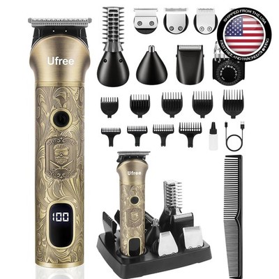 Ergonomic Electric Beard Trimmer with LED Display: Complete Men's Grooming Set