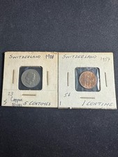 SWITZERLAND - 1901 Five and 1957 One CENTIME - Lot of 2 Coins