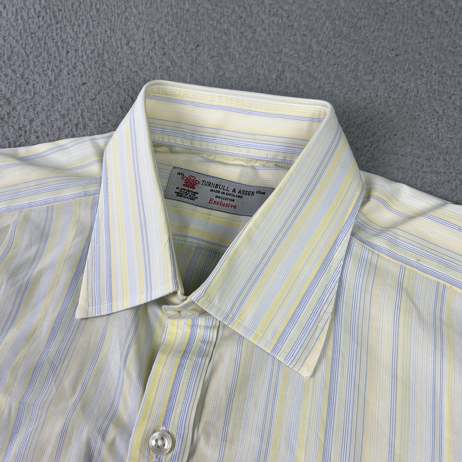 Turnbull & Asser Shirt Mens 16.5 Yellow Striped Cotton Made in England ...