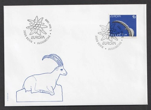 1999 Switzerland Europa Parks & Gardens. Ibex Horns FDC. Bern First Day Cover