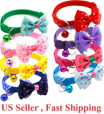 Nylon Cat Cute Collar with Bell bow tie for Cat Kitten puppy adjustable - Image 1 of 4
