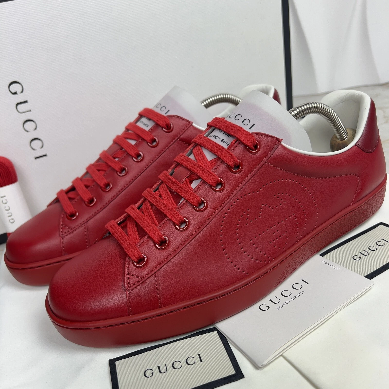 Baskets GG à emboîtement GG Ace neuves avec étiquettes cuir rouge 7 G ou 7,5 US ou
