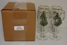 Spode CHRISTMAS TREE 12 Oz Wine Glasses  SOLD IN SETS OF FOUR More Items Here