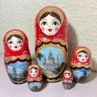 Ukrainian Nesting Doll Kyiv Views 5pcs set 6” Ukraine Art Doll Room Decor, Gift