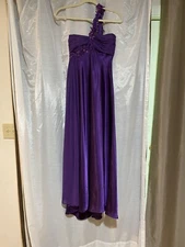 'NW Nightway' Purple Gown 1 Shoulder Strap, beaded- Prom, Formal, Party - Size 4