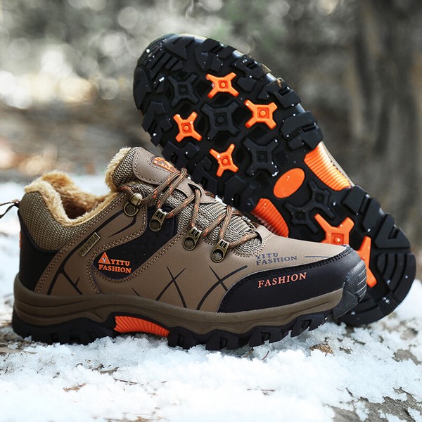 Hombres Zapatos de Senderismo Invierno Cálidos Forrados de Piel Exterior Sendero Trekking Camping Caminar