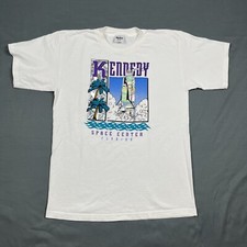 Vintage Kennedy Space Center Graphic Tee Single Stitch White Large USA Made VTG