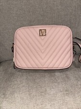 Victoria's Secret Faux Leather Pale Pink V-Quilt Small Crossbody Bag Zip NWT