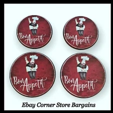 Set of 4 Range Kleen Burner Kovers Stove Top Covers Bon Appetit Cafe