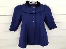 Vintage Girls Long Dress Coat FW Fischer Ellerie Fashion A Line Blue 70 Wool