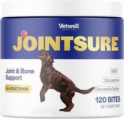 JOINTSURE Vetwell Joint Supplements Dogs 120 Chews Soothes Joints Aids Mobility
