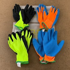 Handlandy Kids Age 9-11 Colorful Rubber Coated Gardening Gripper Gloves 4 Pairs