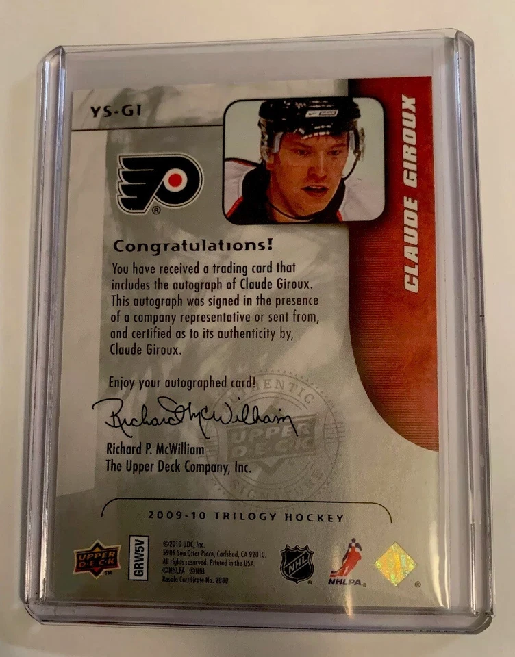 UD Trilogy Young Star Scripts, Autograph,Claude Giroux,Philadelphia,#YS-GI,N/M C - Image 2 of 2