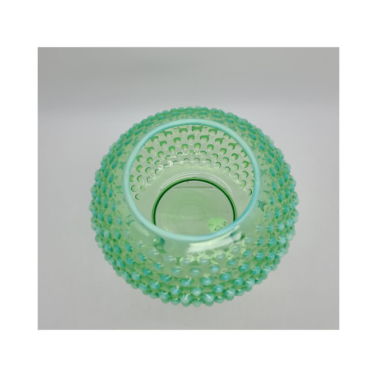 ジェファーソン　グラス　グリーンオパールセント　フェントン Vintage FENTON Green Opalescent Hobnail Large 6