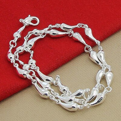 Elemental Beauty 925 Sterling Silver Water Droplets Raindrops Chain Necklaces