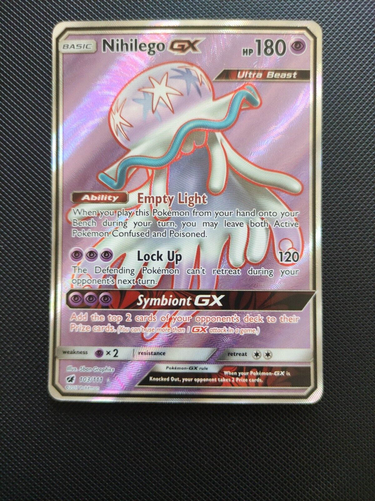 Nihilego GX (Full Art) 103/111 SM - Crimson Invasion Pokemon NM618