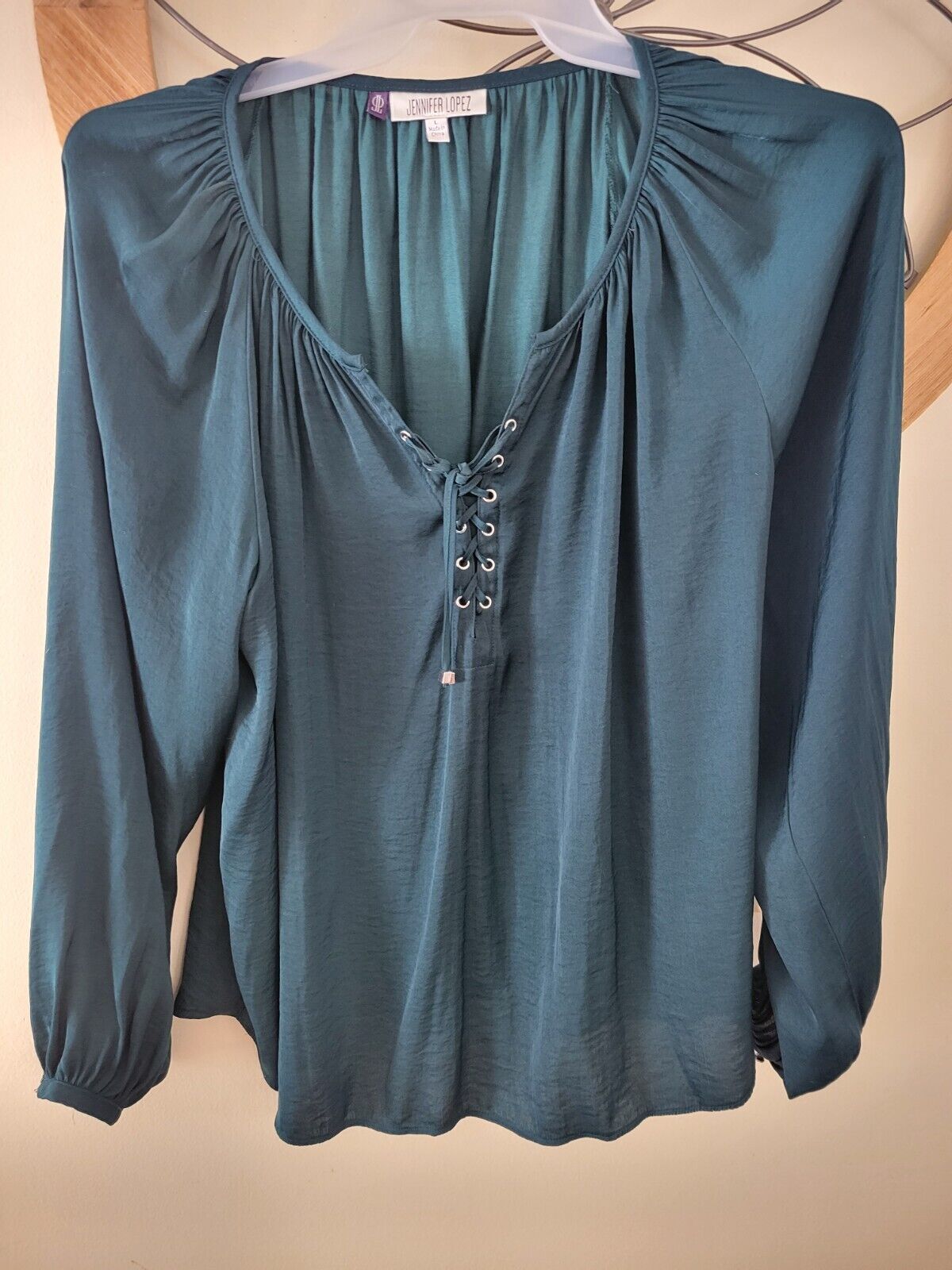 Jennifer Lopez Womens Green Large Blouse