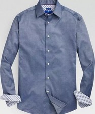 NWT - EGARA Men's M272641 WOVEN PATTERN SPORT Blue BUTTON DOWN SHIRT - XL