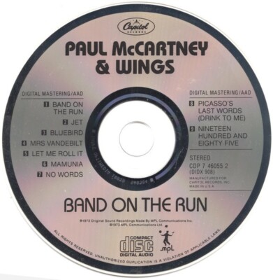 PAUL MCCARTNEY & Wings Band On The Run CD 1985 2nd Edn Shape Optimedia Disc