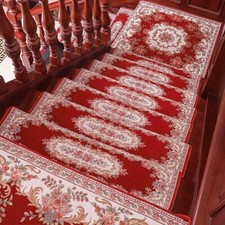 Elegant Floral Self-adhesive Stairs Carpet Non-Slip Rug Stair Treads 36''X10.5''