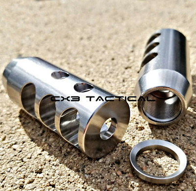 6.5 Creedmoor Stainless Steel Muzzle Brake Comp 5/8-24 TPI Crush Washer 5/8x24