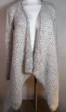 Democracy Womens Grey White Fuzzy Open Fountain Cardigan Size Xlarge