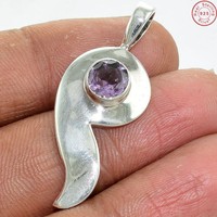 Solid 925 Sterling Silver Brazilian Amethyst Jewelry Pendant 1.5 Ah5 Solid 925 Sterling Silver Brazilian Amethyst Jewelry Pendant 1.5 Ah5