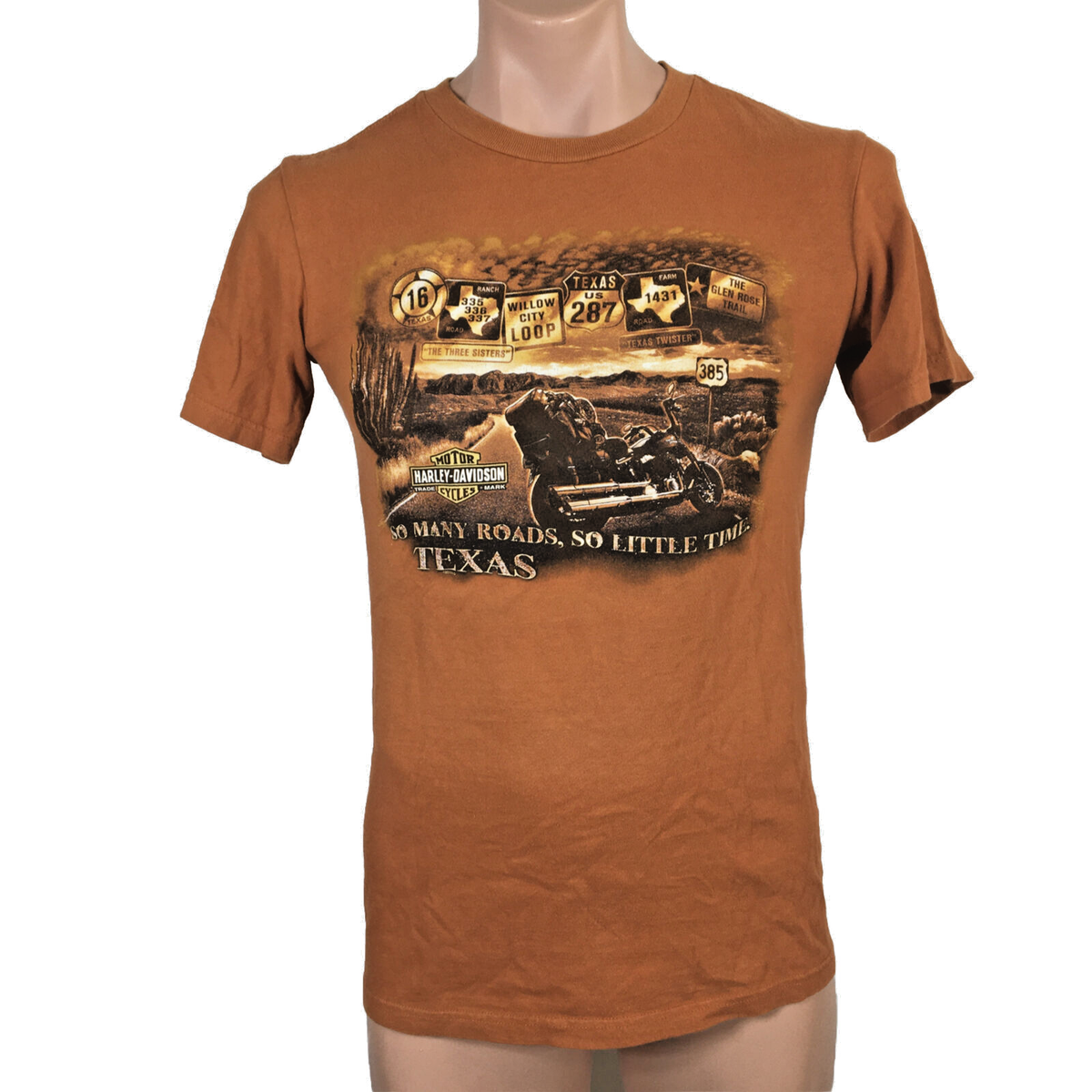 Harley Davidson Motorcycles Biker Bedford Texas T-Shirt Orange