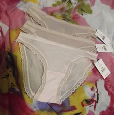 3 NEW ON GOSSAMER G1110 CH NEXT TO NOTHING MF LACE TRIM HIP BIKINI PANTIES S
