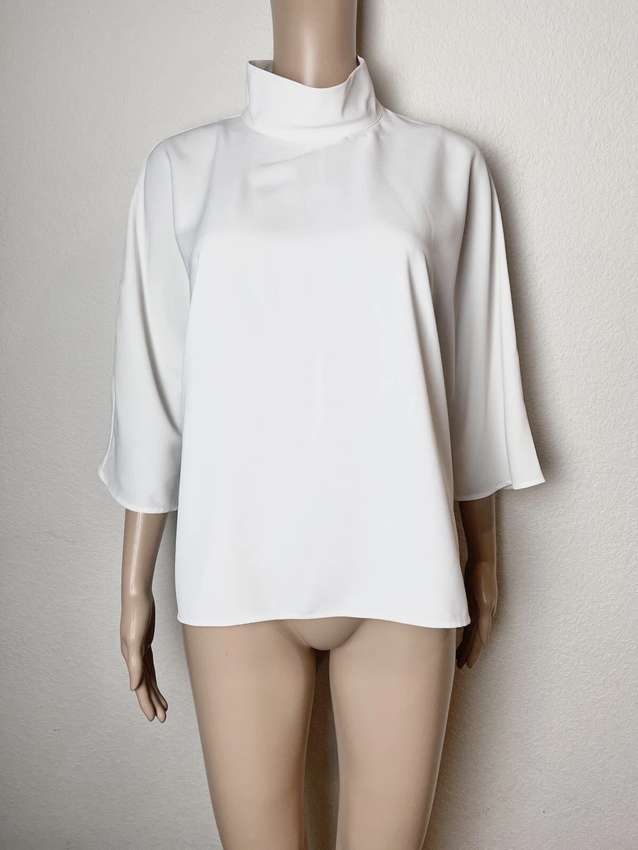 Uniqlo 3 4 Sleeves Ivory Top Blouse Medium Boxy Dolman Sleeve