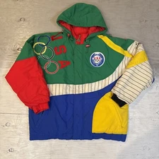 Vintage 90s Apex USA United States Olympics Full Zip Hooded Jacket Sz Large