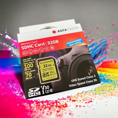 AgfaPhoto SDHC UHS I 32GB Professional High Speed U3 V30 SD Karte