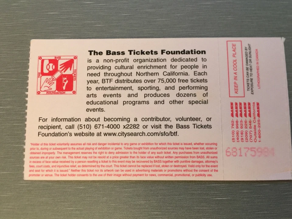 "Impressionists in Winter" Ticket Stub1999 Yerba Buena Center San Francisco - Image 2 of 2