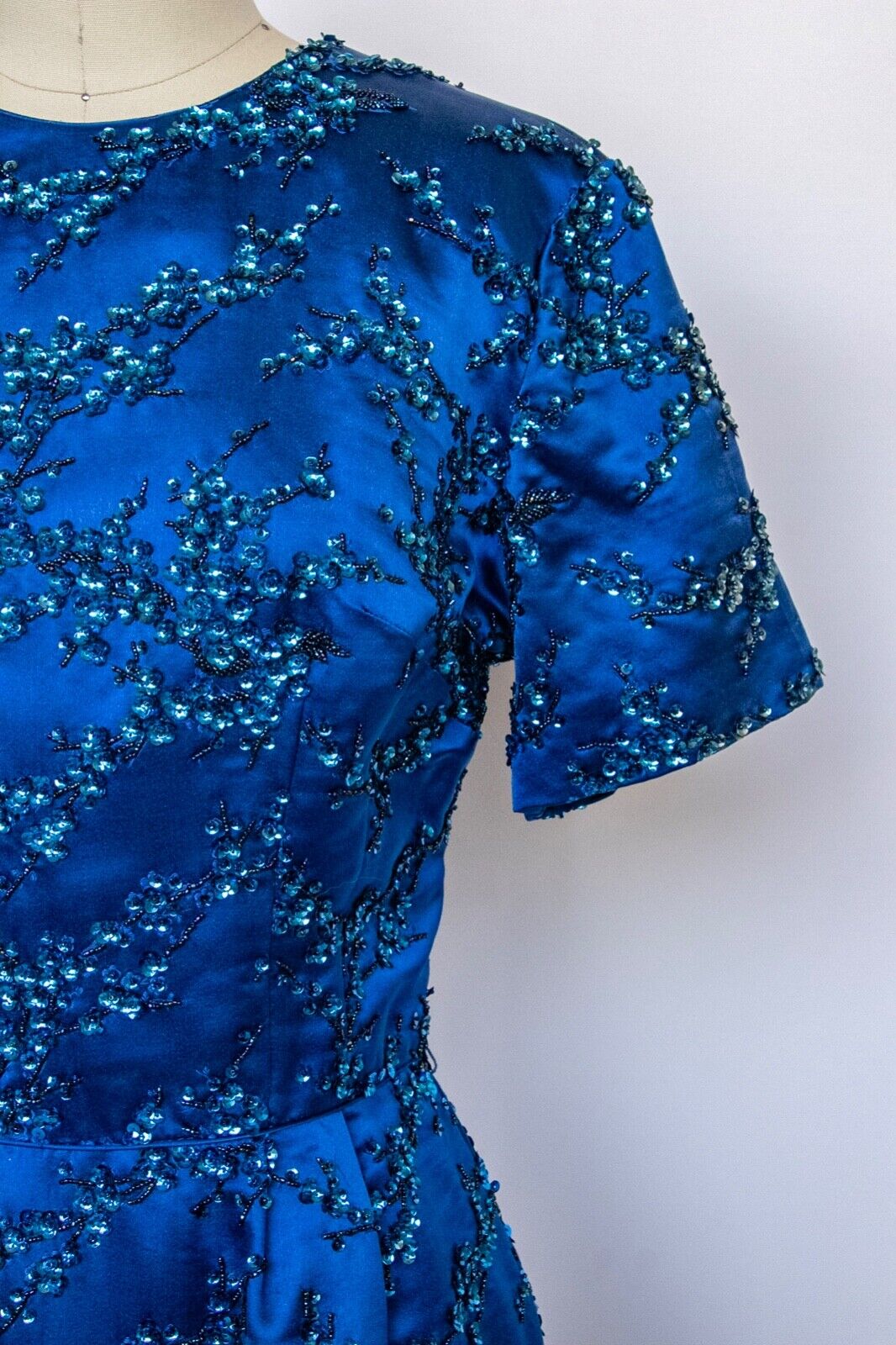 1960s Dress Silk Beaded Cocktail Wiggle S/M - image 10