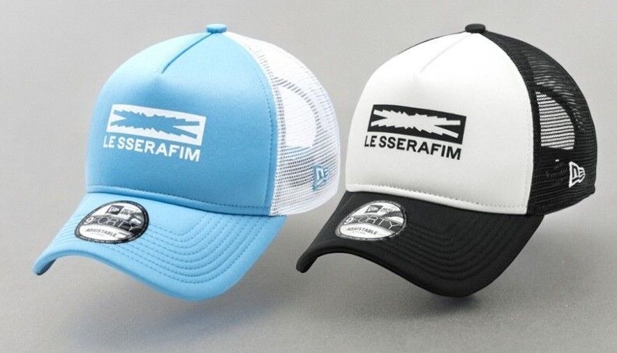 NEW ERA x LE SSERAFIM Trucker Cap 9FORTY A-Frame Black Blue NEW ERA x LE SSERAFIM Trucker Cap 9FORTY A-Frame Black Blue