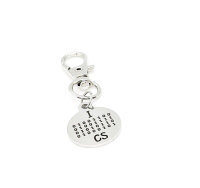 I Love Computer Science Clip On Charm, Binary Code, CS College Student, New Job