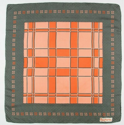 Foulard En Soie 100% Vintage Bayron - Motif Géométrique Multicolore - Foulard Carré Ou Bandana Pour Femme