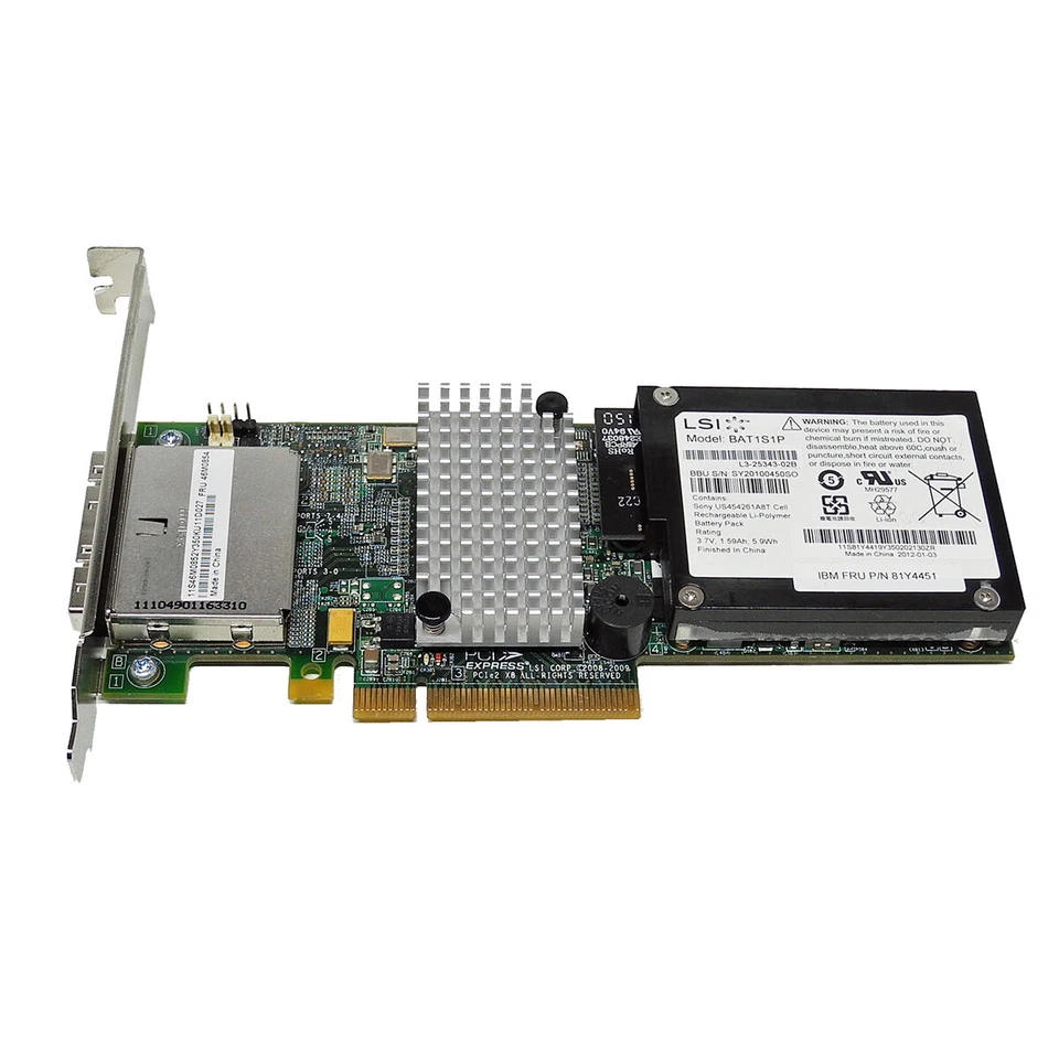 IBM ServeRAID M5025 6Gb/s 512MB Cache RAID Controller 46C8931 46M0854 + BBU - Image 2 of 3
