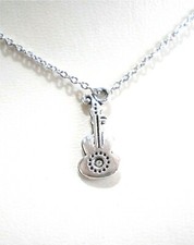 Silver Plated Petite Cross, Shell, Guitar Necklace for Girls, Teens, Juniors