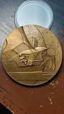 1890 Dated Clement Ader Bronze 68mm Medal Early Aerospace                   L125